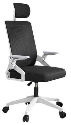 Silla de oficina malla con cabecero (base blanca)